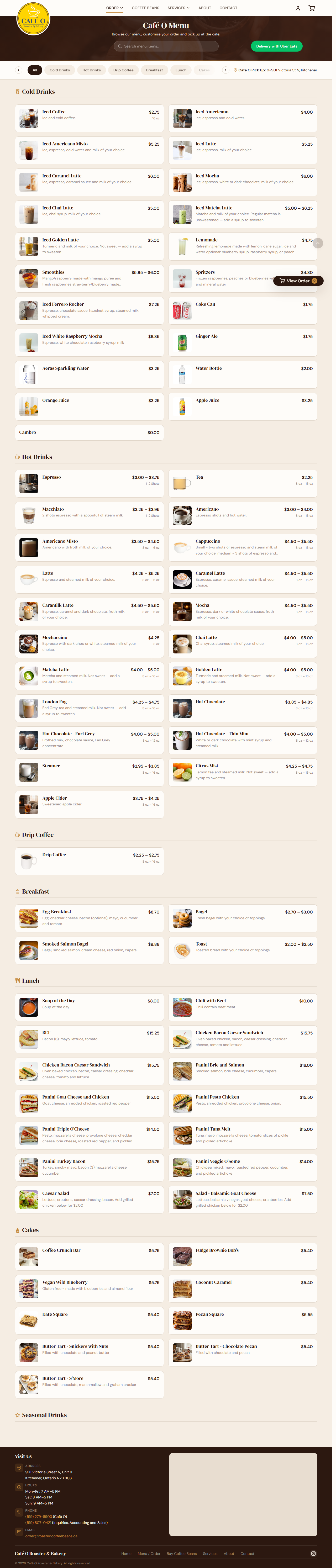 Café O menu